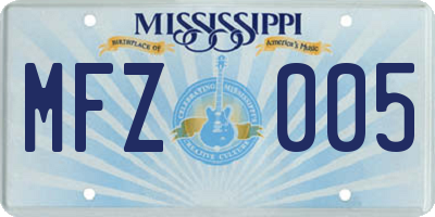 MS license plate MFZ005