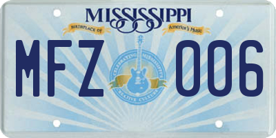MS license plate MFZ006