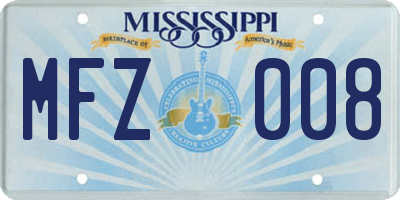 MS license plate MFZ008