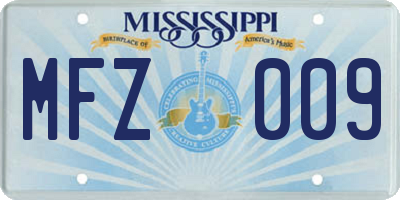 MS license plate MFZ009