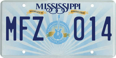 MS license plate MFZ014