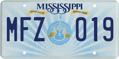 MS license plate MFZ019