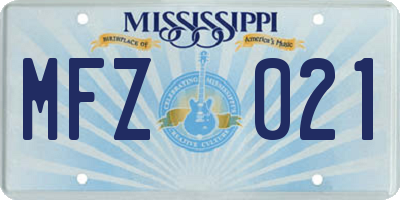 MS license plate MFZ021