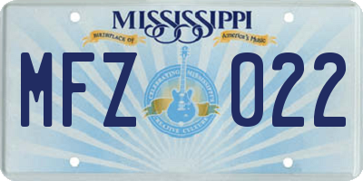 MS license plate MFZ022