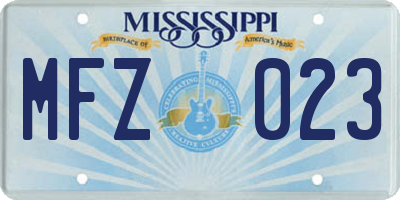 MS license plate MFZ023