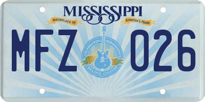 MS license plate MFZ026