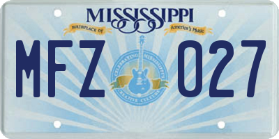 MS license plate MFZ027
