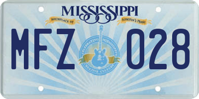 MS license plate MFZ028
