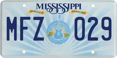 MS license plate MFZ029
