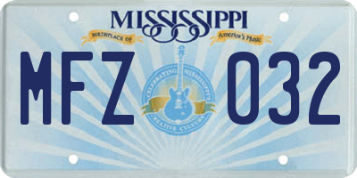 MS license plate MFZ032