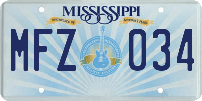 MS license plate MFZ034