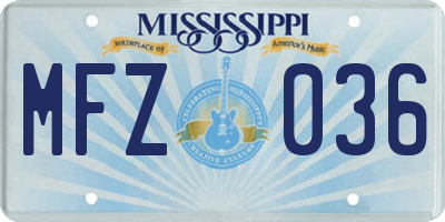 MS license plate MFZ036