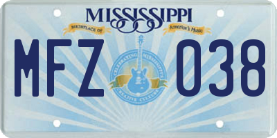 MS license plate MFZ038