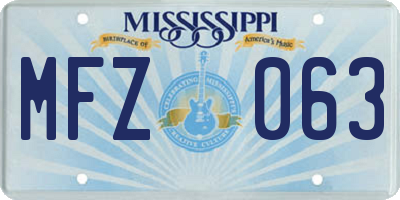 MS license plate MFZ063