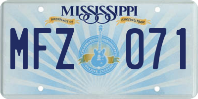 MS license plate MFZ071