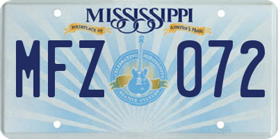 MS license plate MFZ072