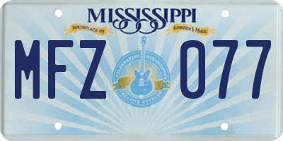 MS license plate MFZ077