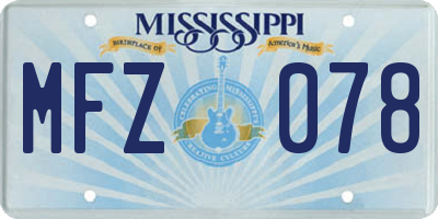MS license plate MFZ078