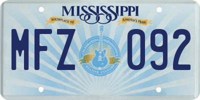 MS license plate MFZ092