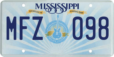 MS license plate MFZ098