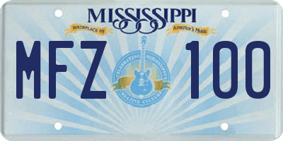MS license plate MFZ100