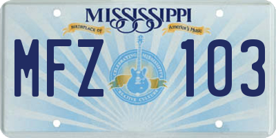 MS license plate MFZ103