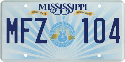 MS license plate MFZ104