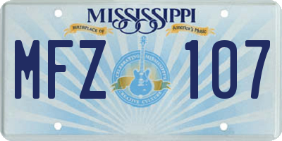 MS license plate MFZ107