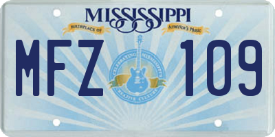 MS license plate MFZ109