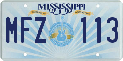 MS license plate MFZ113