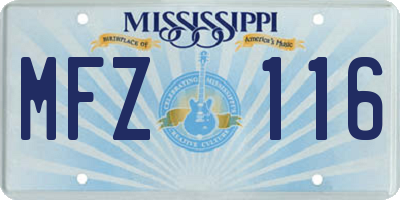 MS license plate MFZ116