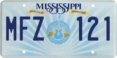 MS license plate MFZ121