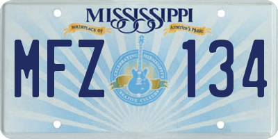 MS license plate MFZ134