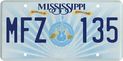 MS license plate MFZ135