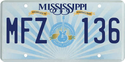MS license plate MFZ136