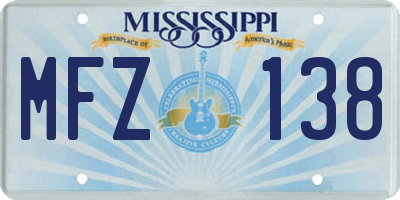 MS license plate MFZ138