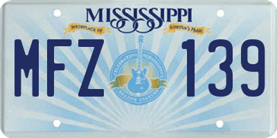 MS license plate MFZ139