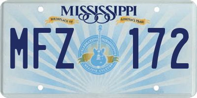 MS license plate MFZ172