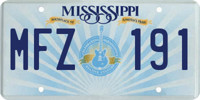 MS license plate MFZ191