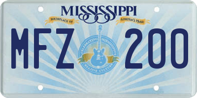 MS license plate MFZ200