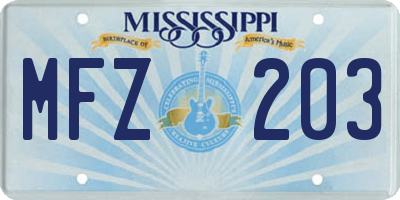 MS license plate MFZ203