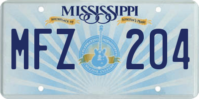 MS license plate MFZ204