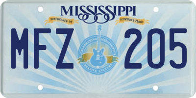 MS license plate MFZ205