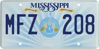 MS license plate MFZ208