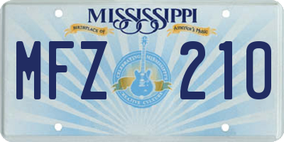 MS license plate MFZ210