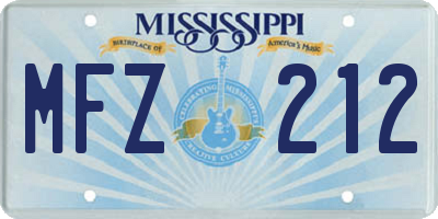 MS license plate MFZ212