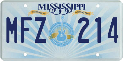 MS license plate MFZ214
