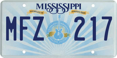 MS license plate MFZ217