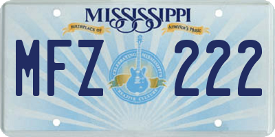 MS license plate MFZ222