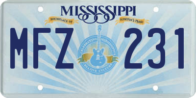 MS license plate MFZ231